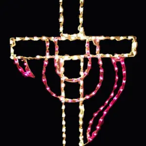 Illuminated cross with pink ribbon lights