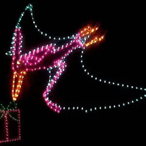 Dinosaur lights with holiday gift display