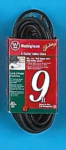 9 ft black extension cord packaging