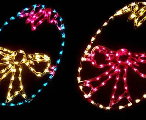 Illuminated Easter eggs with ribbon designs