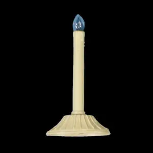 Candle with blue flame on stand