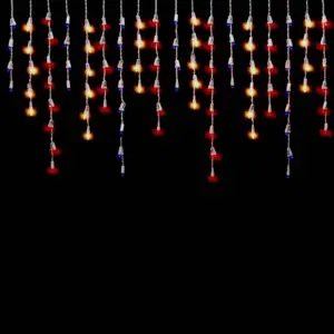 Hanging red and blue string lights