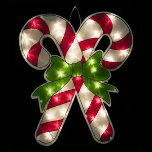Christmas candy canes with lights