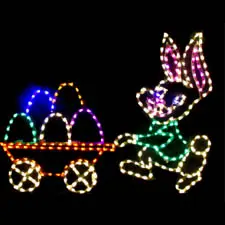 Colorful lit bunny with eggs
