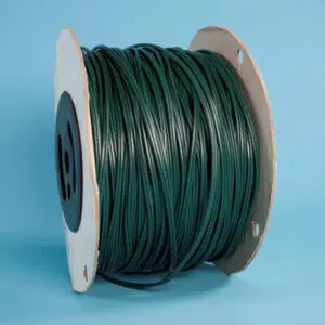 Industrial green cable roll standing upright