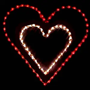 Heart outline made with bright lights