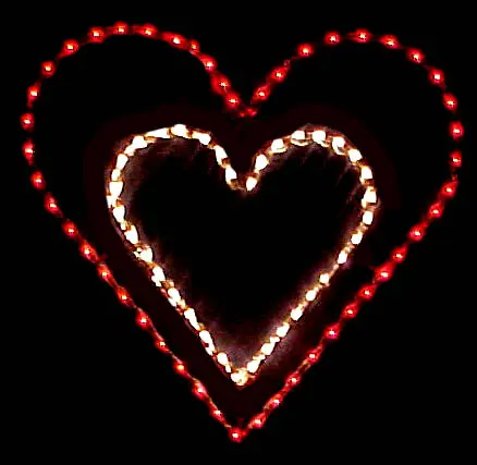 Heart outline made with bright lights