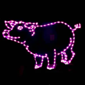 Neon pig silhouette on black background