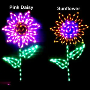 Glowing LED flowers in the dark