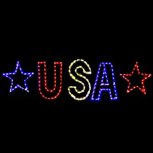 Neon USA sign and stars