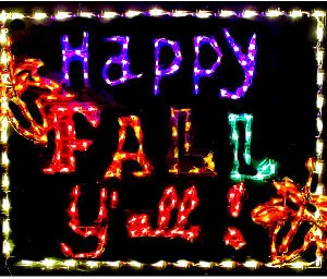 Happy Fall Y'all sign with lights