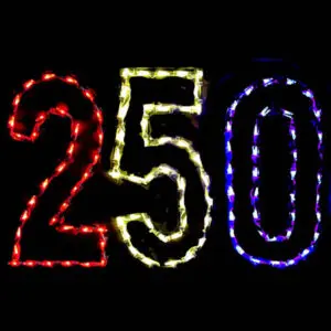 LED numbers 250 on black background