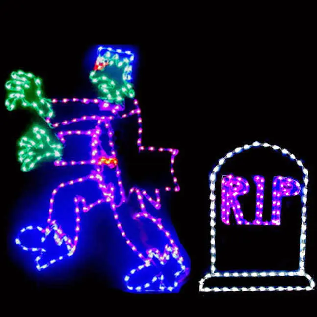 Colorful zombie and grave decoration