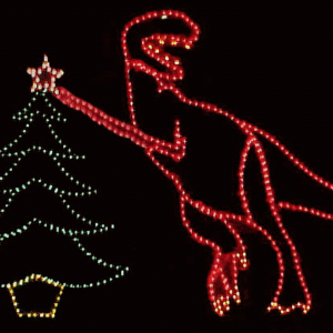Festive dinosaur with Christmas tree lights