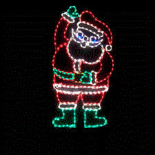 Illuminated Santa figure with a wave