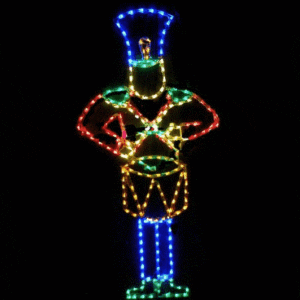 Colorful LED drummer figurine lit up