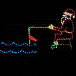 Santa Claus light display fishing scene