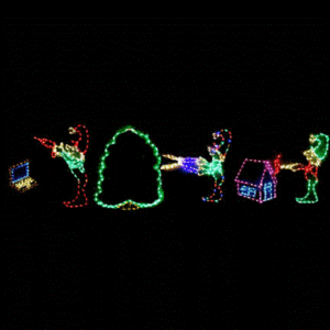 Christmas elves in festive lights display