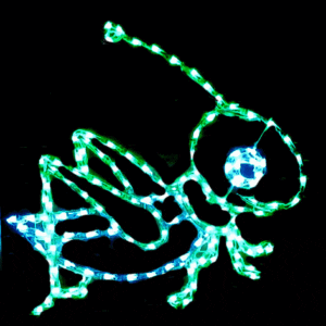 Green and blue lit grasshopper decoration