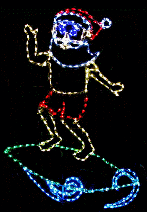 Festive Santa surfing decoration