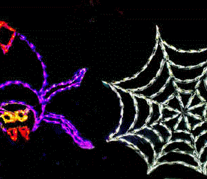 Glowing spider and web lights display